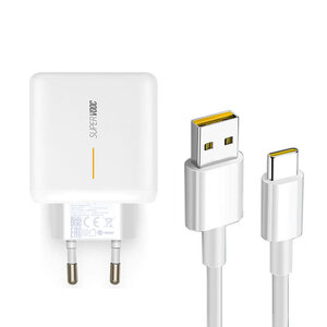Realme 65W SuperDART Flash Power Adapter with Type C Charging Cable - White